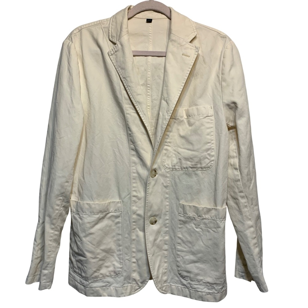 J.Crew Ludlow Suit Jacket Mens 36 Blue Cotton Linen Slim Fit Somelos Blazer